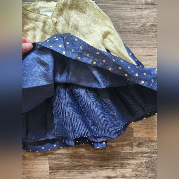 Carter's 3 Month Golden Polka Dot Navy Special Occasions Dress Set - Picture 4 of 4